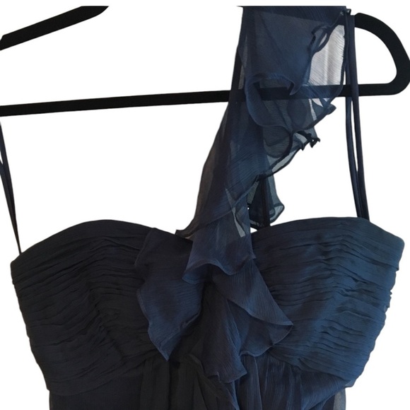 AMSALE 100% SILK ONE SHOULDER DRESS
NAVY SIZE 4 - Picture 1 of 4